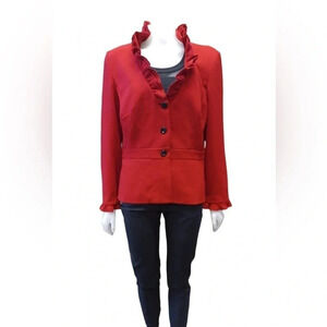 Danny & Nicole Red Ruffled Blazer Size 16
